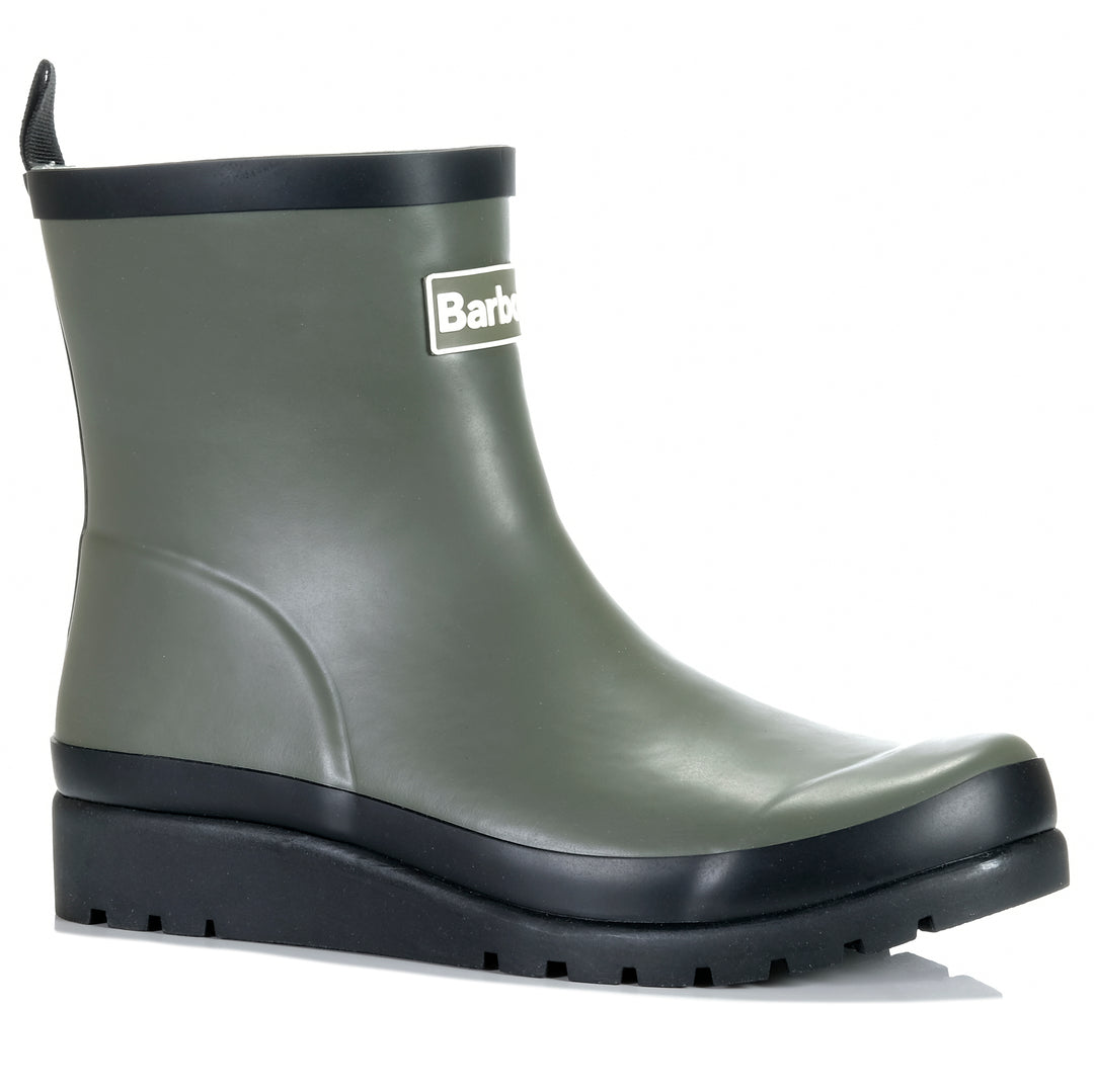 Barbour Portree Wedge Wellingtons Dusky Olive/Black Womens Boots