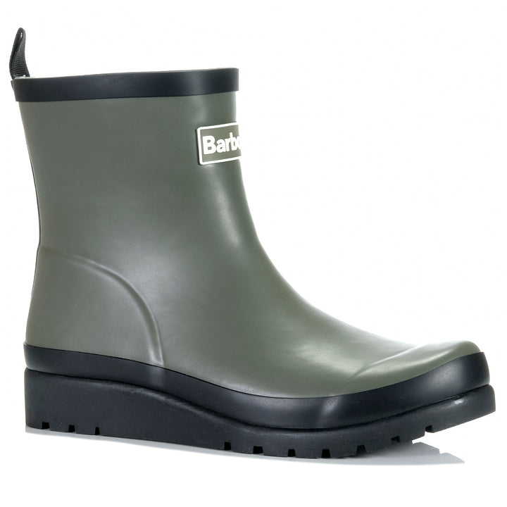 Barbour Portree Wedge Wellingtons Dusky Olive/Black Womens Boots