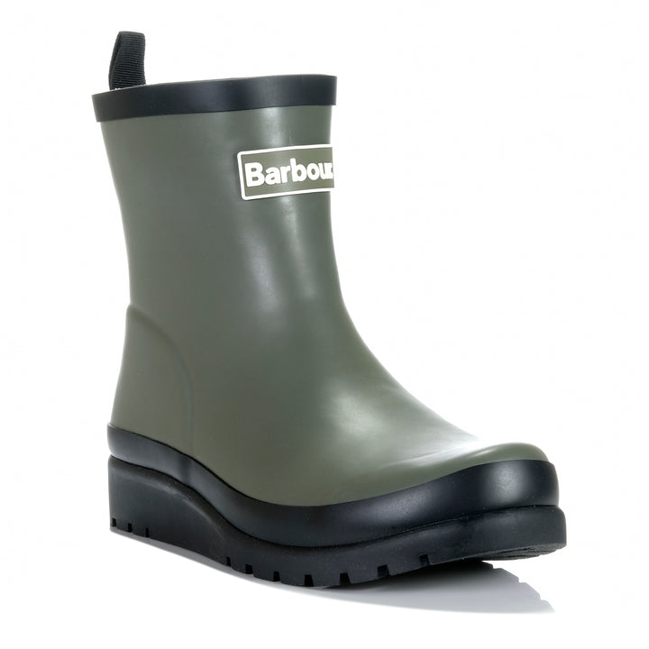Barbour Portree Wedge Wellingtons Dusky Olive/Black Womens Boots