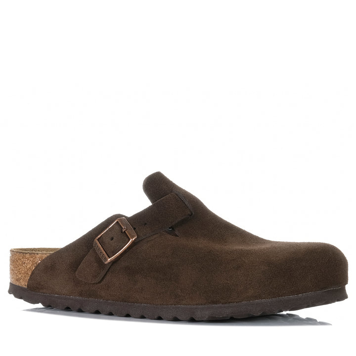 Birkenstock Boston Soft Footbed Suede Leather (Regular) Mocha Unisex Sandals