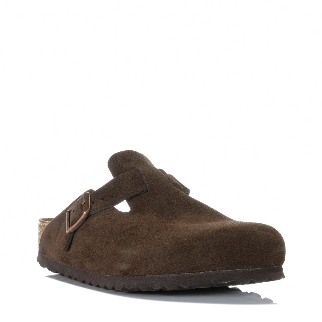 Birkenstock Boston Soft Footbed Suede Leather (Regular) Mocha Unisex Sandals