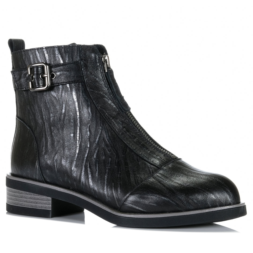 Bresley Dooley Black Flock Womens Boots