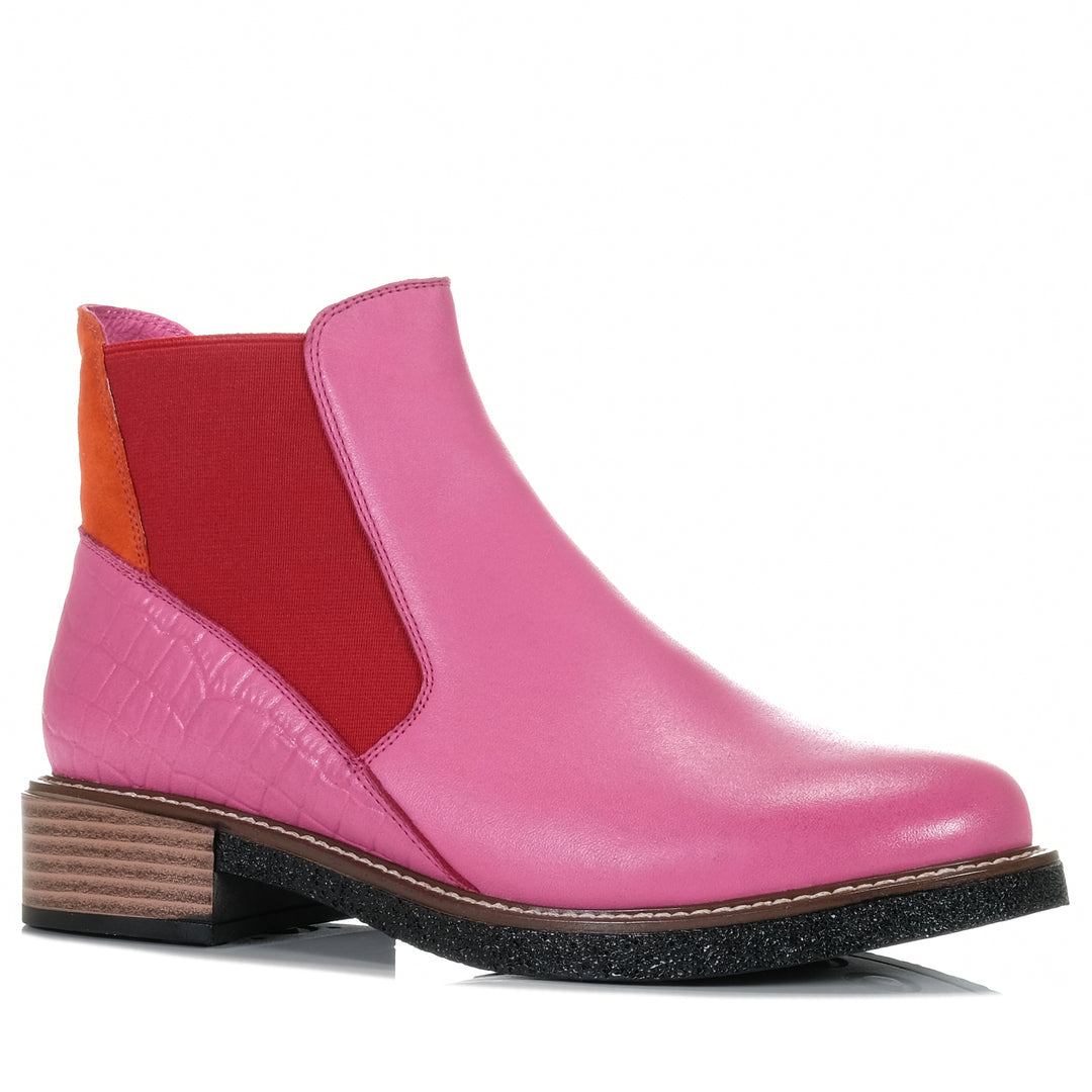 Bresley Dutch Hot Pink Combo, 37 eu, 38 eu, 39 eu, 40 eu, 41 eu, ankle boots, boots, multi, pink, womens, zip