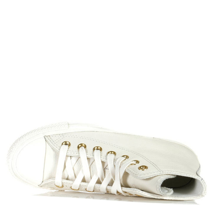 Converse Chuck Taylor All Star Leather High Top Egret Mono Womens Sneakers