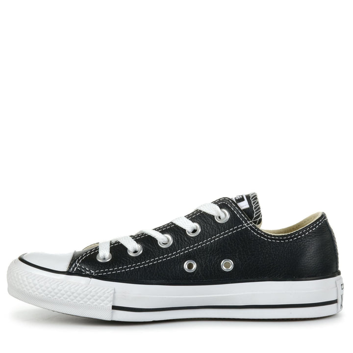 Converse Chuck Taylor All Star Leather Low Black, 3 M / 5 W US, 4 M / 6 W US, 5 M / 7 W US, 6 M / 8 W US, 7 M / 9 W US, 8 M / 10 W US, BF, black, converse, m, mens, sneakers, unisex, w, womens