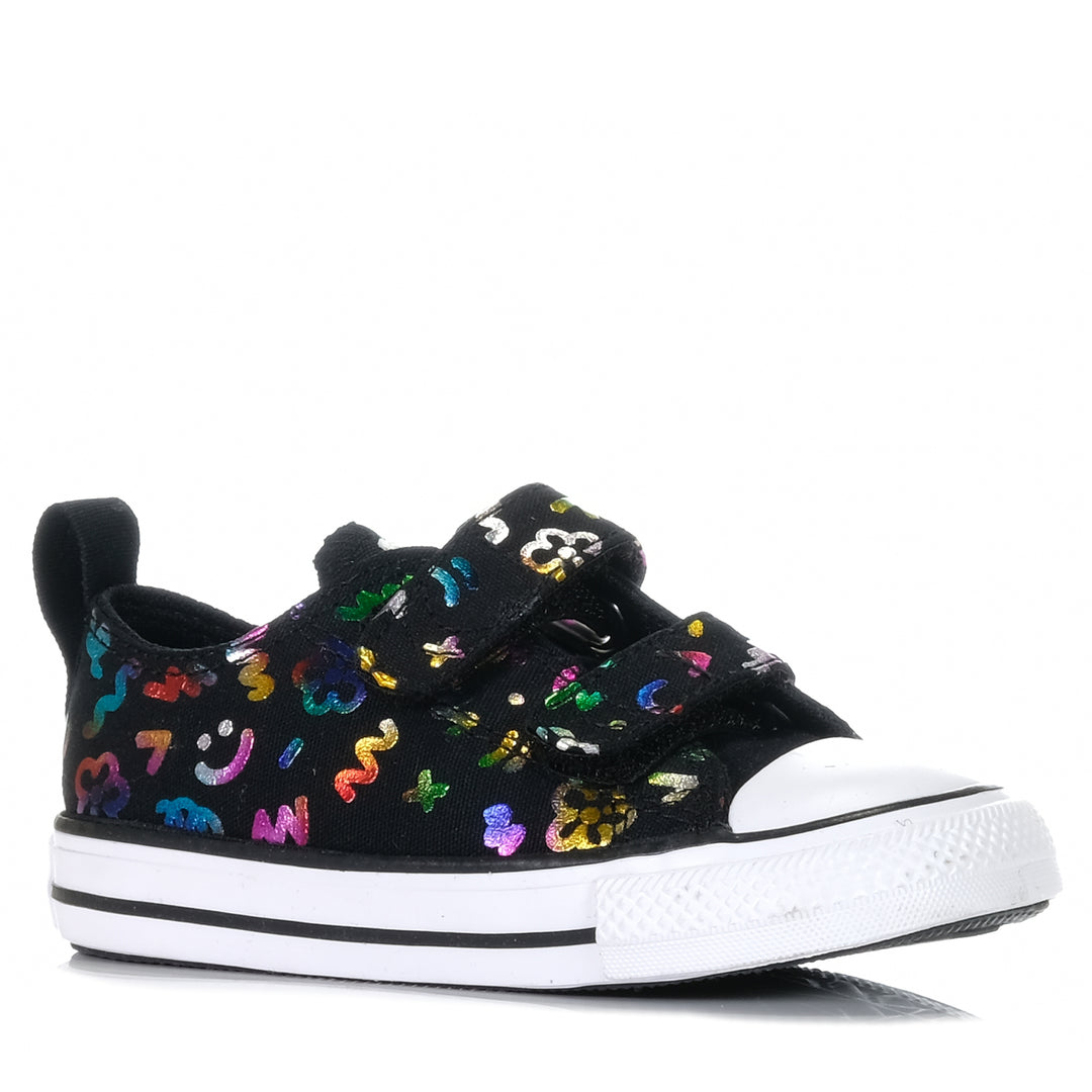 Converse Chuck Taylor Infant 2V Polka-Doodle Low Black, 10 US, 5 US, 6 US, 7 US, 8 US, 9 US, Converse, kids, multi, shoes, toddler