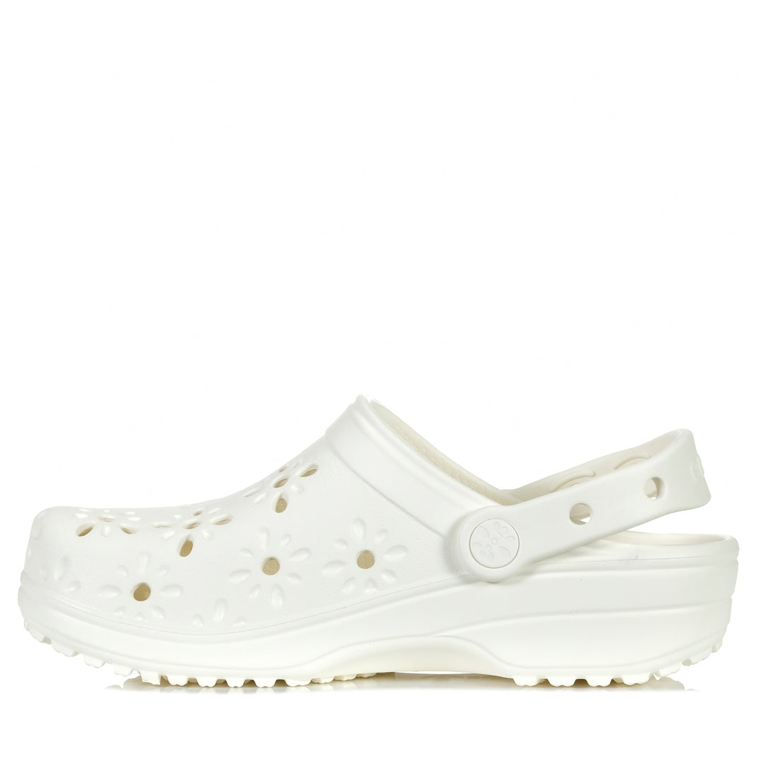 Crocs Classic Floral Cut Out Clog Chalk Womens Sandals