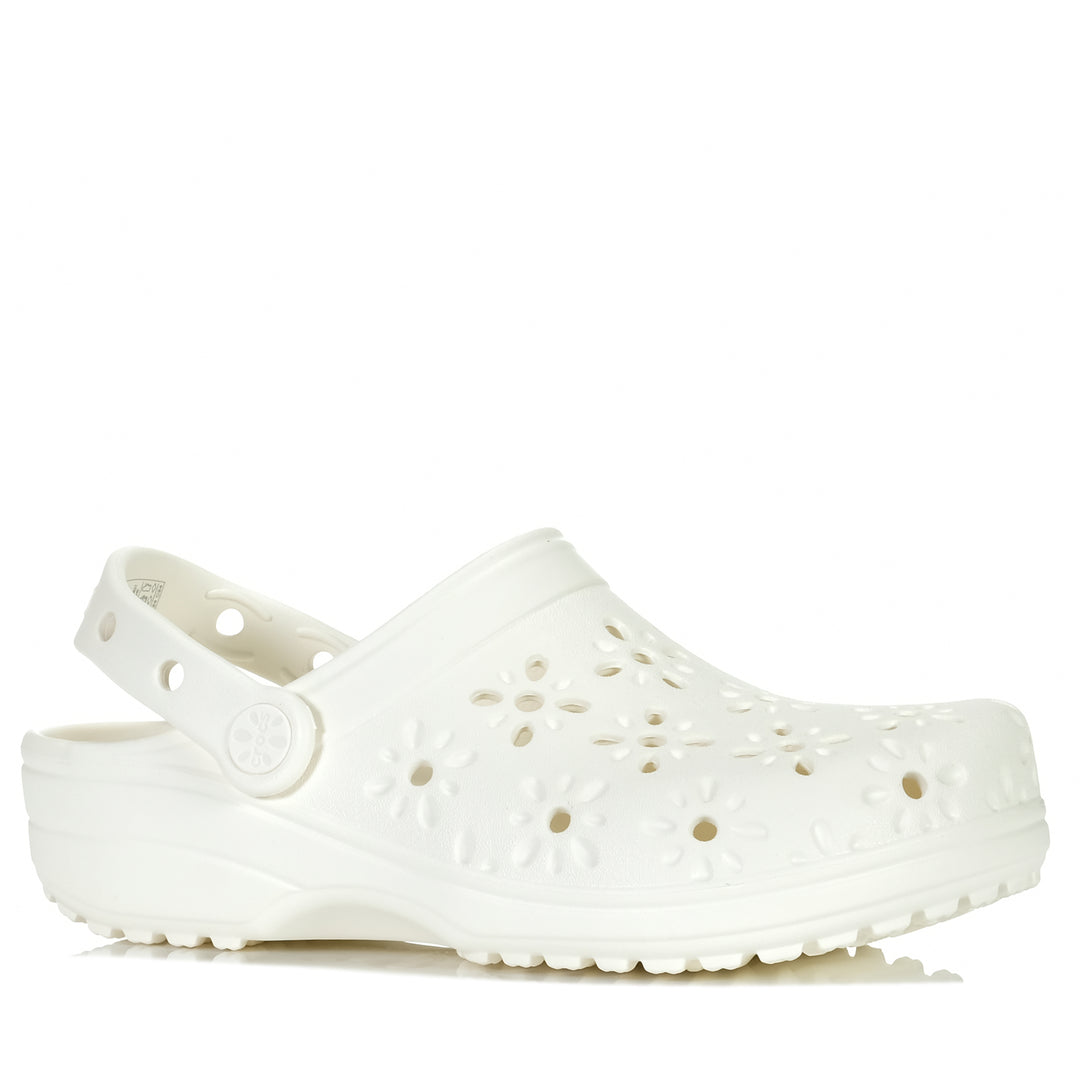 Crocs Classic Floral Cut Out Clog Chalk Womens Sandals