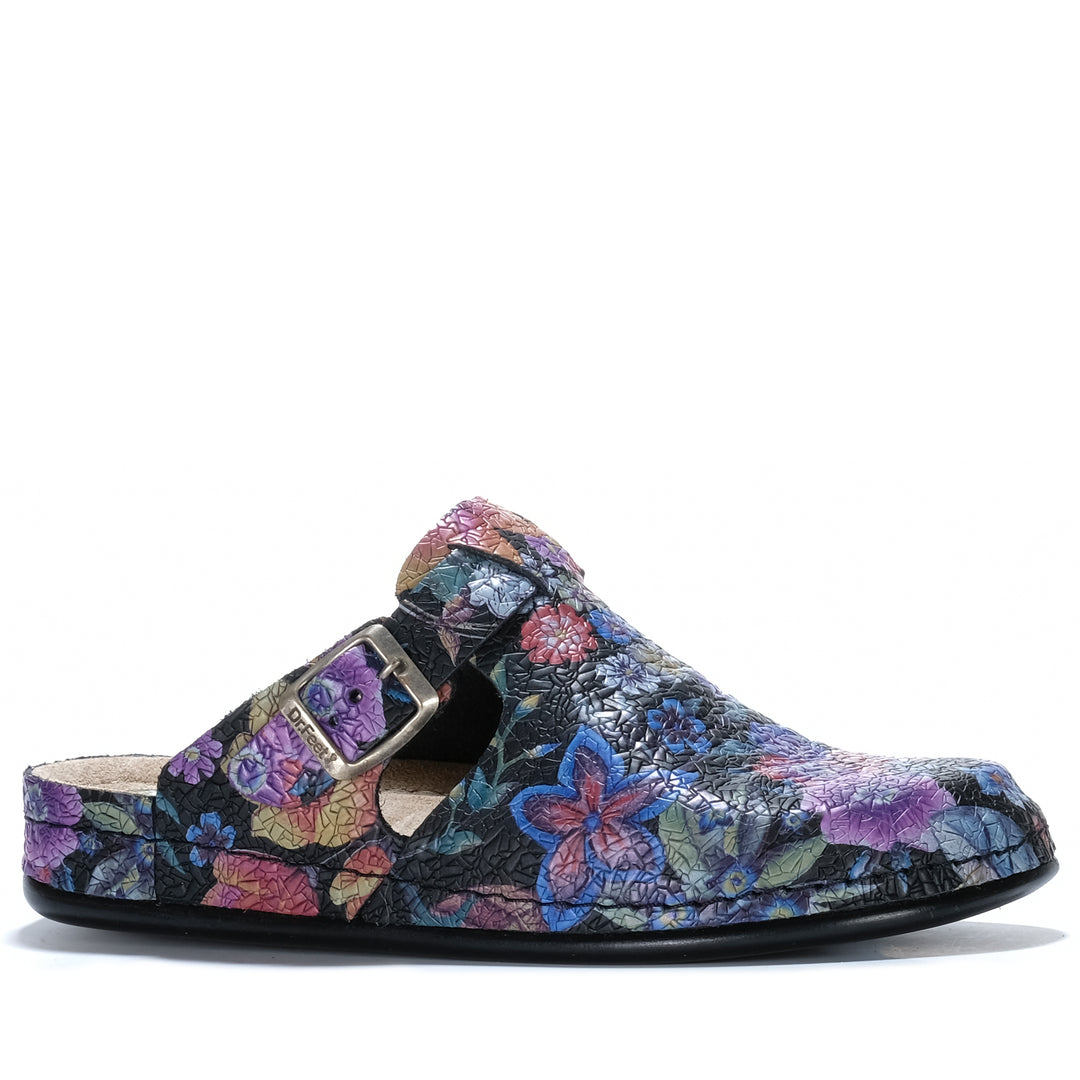 Dr Feet Halley Black Floral Womens Shoes