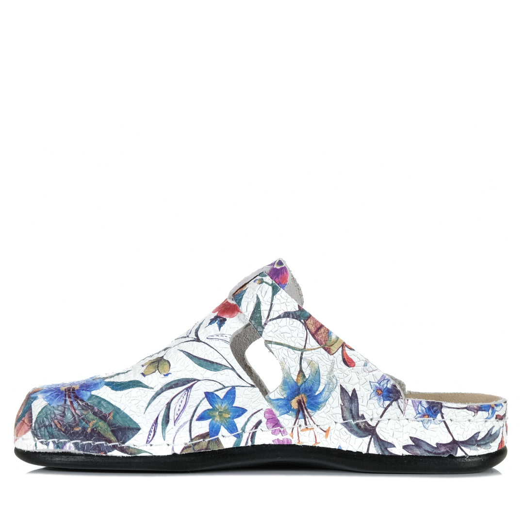 Dr Feet Halley White Floral, Womens