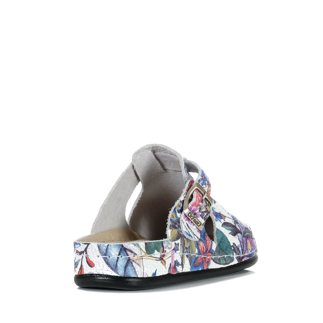 Dr Feet Halley White Floral, Womens