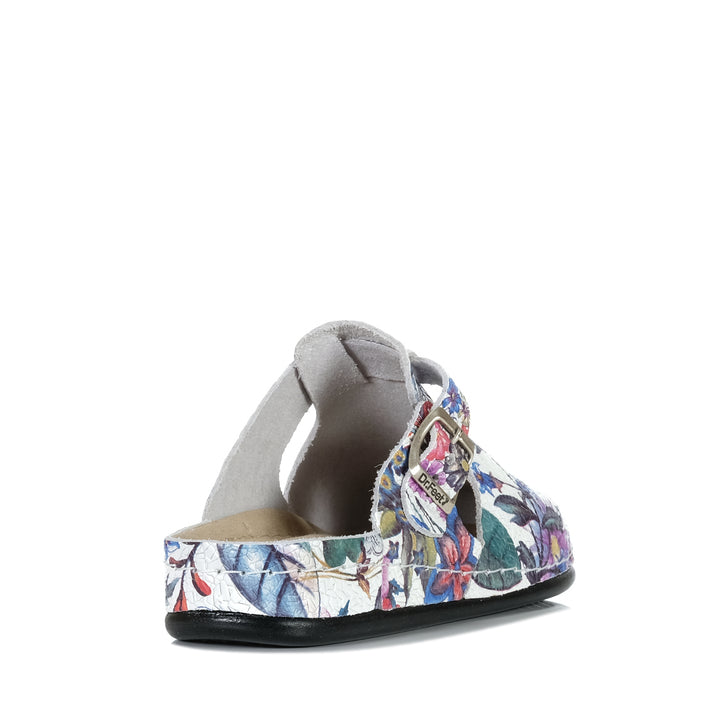Dr Feet Halley White Floral, Womens