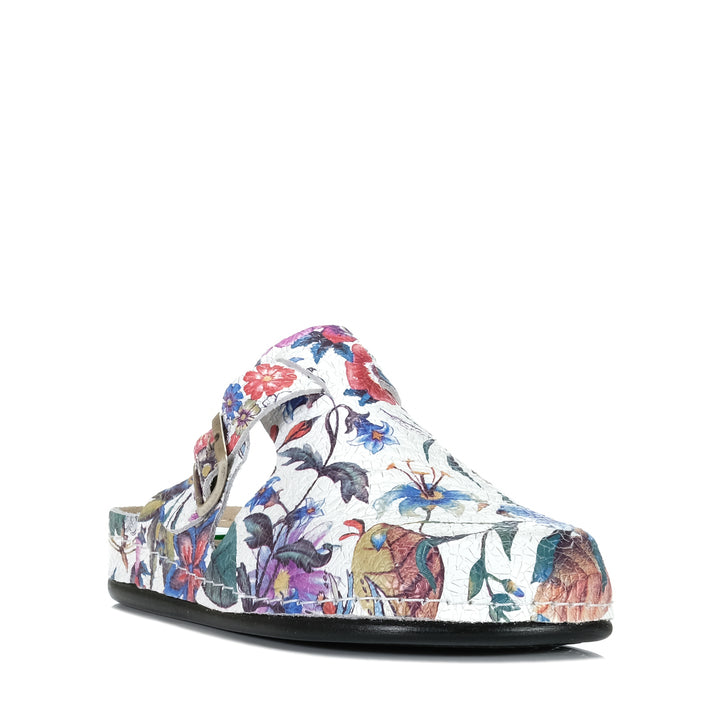 Dr Feet Halley White Floral, Womens