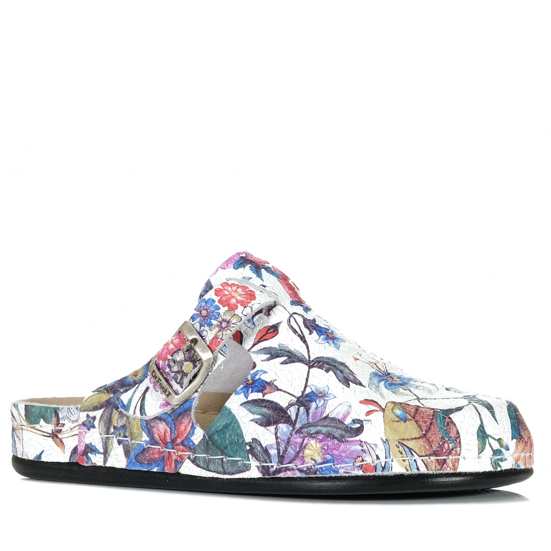 Dr Feet Halley White Floral, Womens