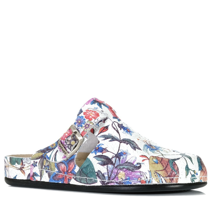 Dr Feet Halley White Floral, Womens