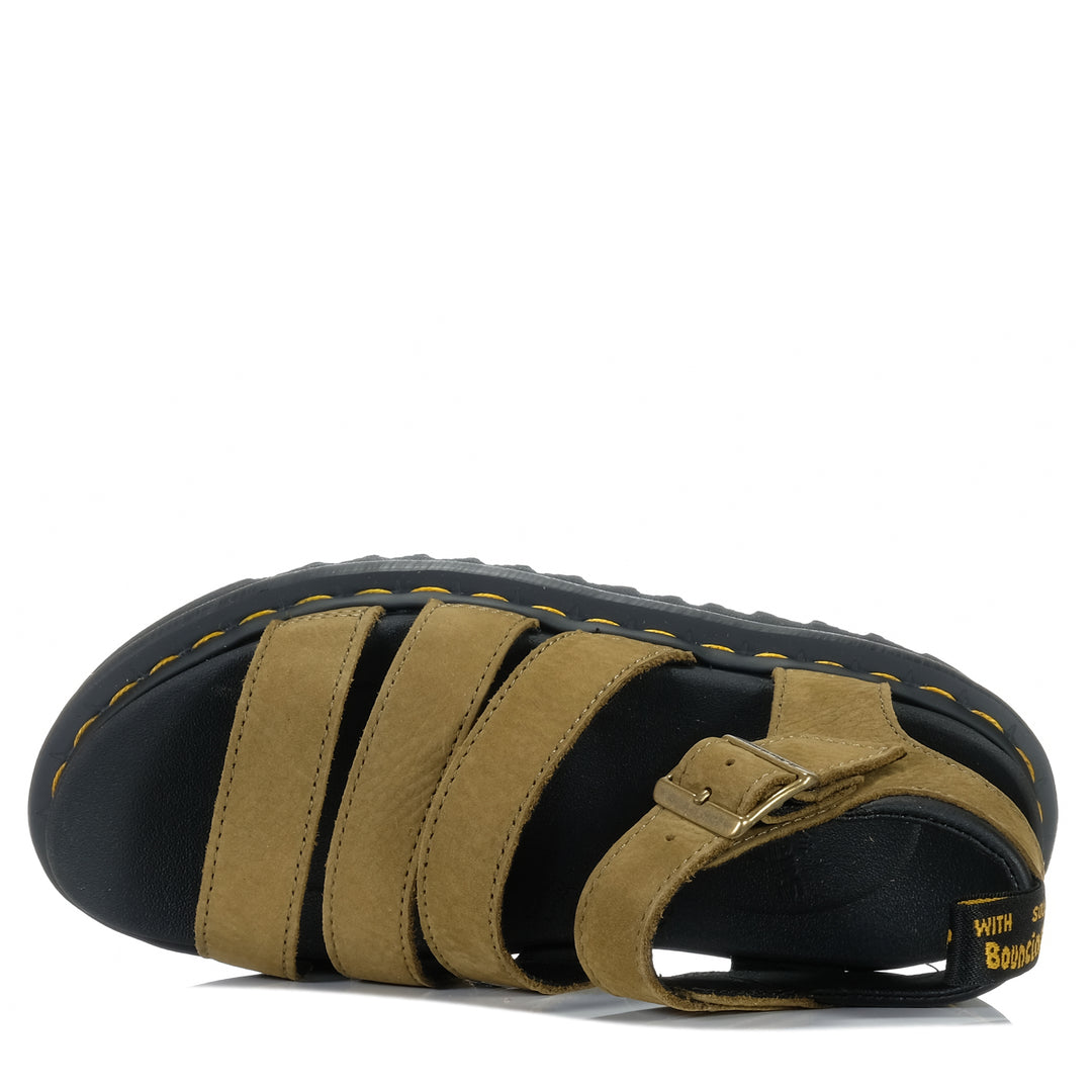 Dr Martens Blaire 3 Strap Muted Olive Tumbled Nubuck Womens Sandals