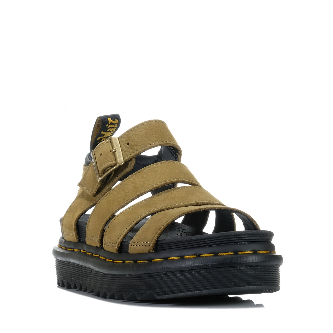 Dr Martens Blaire 3 Strap Muted Olive Tumbled Nubuck Womens Sandals