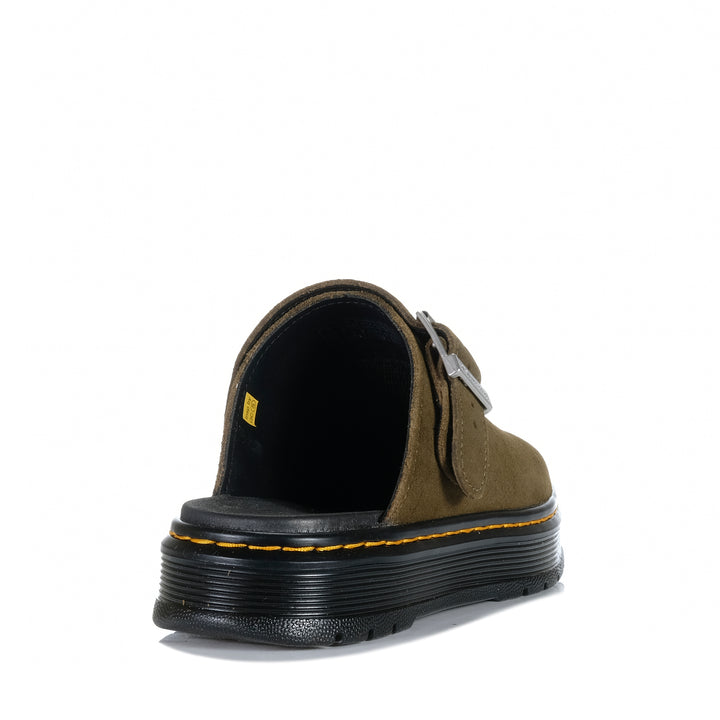 Dr Martens Brookline Mule Bronx Suede Olive Womens Shoes