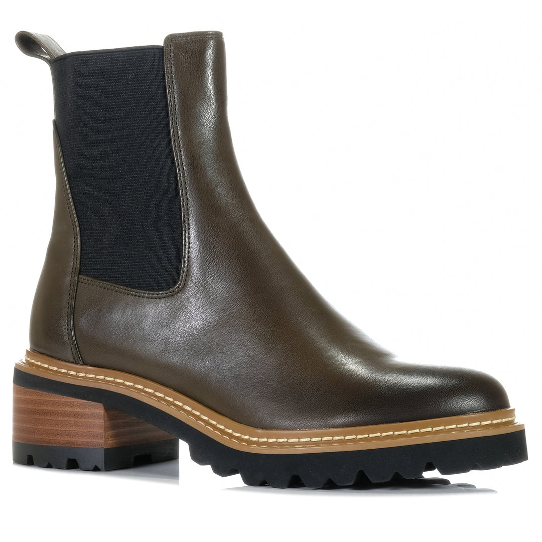 EOS Linear Dark/Olive, 37 eu, 38 eu, 39 eu, 40 eu, 41 eu, ankle boots, boots, eos, green, heel, womens