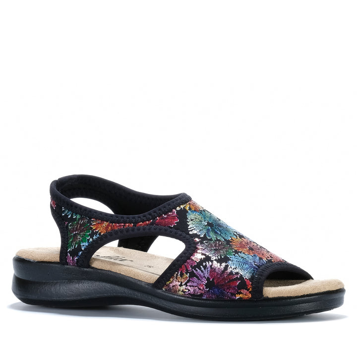 Euroflex Tuscany Black Floral Womens Sandals