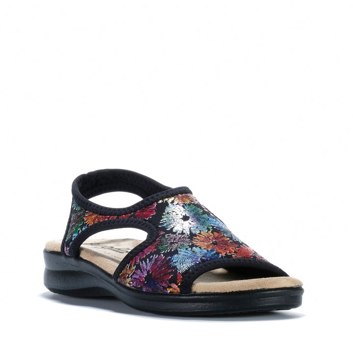 Euroflex Tuscany Black Floral Womens Sandals