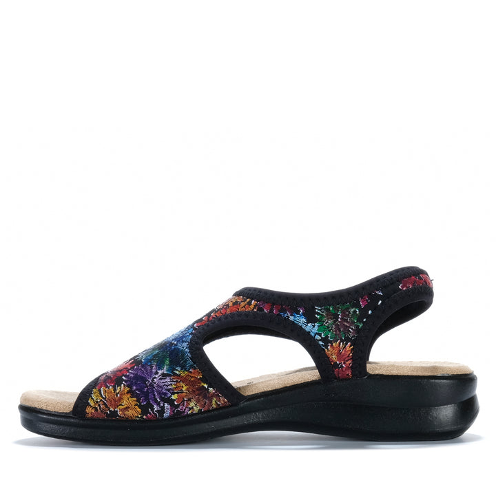 Euroflex Tuscany Black Floral Womens Sandals