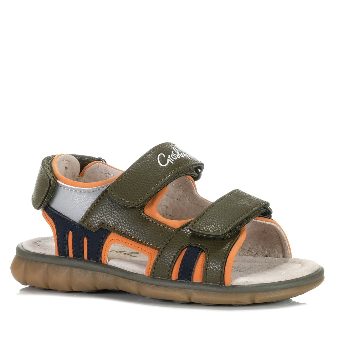 Grosby Greyson Khaki/Orange Youth Sandals
