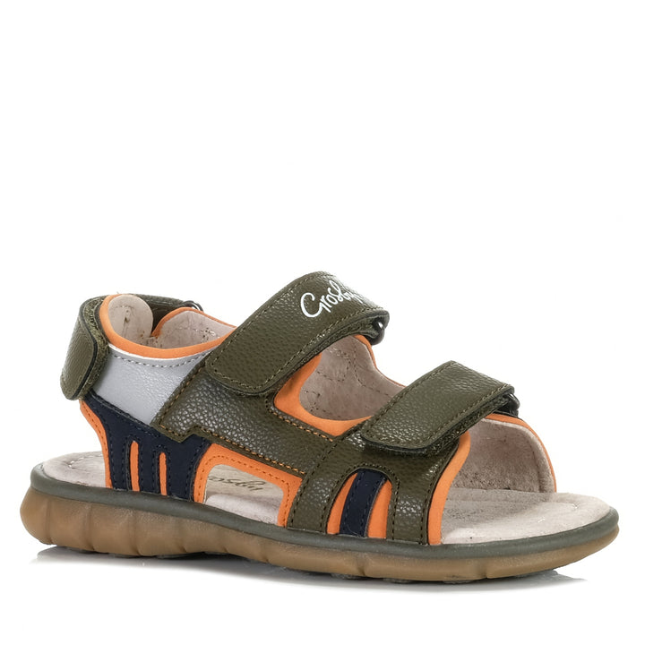 Grosby Greyson Khaki/Orange, 1 UK, 10 UK, 11 UK, 12 UK, 13 UK, 2 UK, 8 UK, 9 UK, green, Grosby, kids, sandals, youth