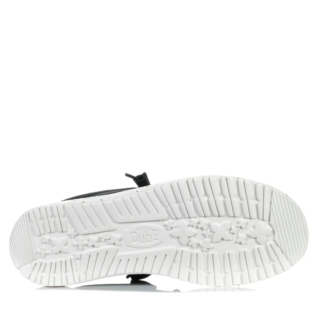 Hey Dude Mens Wally Stretch Canvas Black/White Mens Shoes