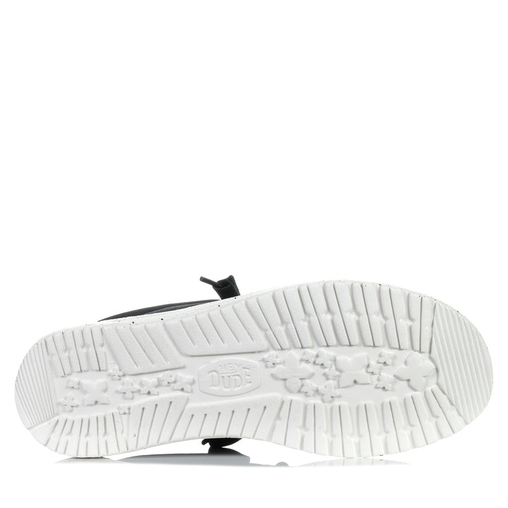 Hey Dude Mens Wally Stretch Canvas Black/White Mens Shoes