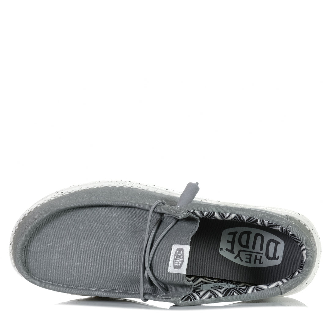 Hey Dude Mens Wally Stretch Canvas Light Grey Mens Sneakers