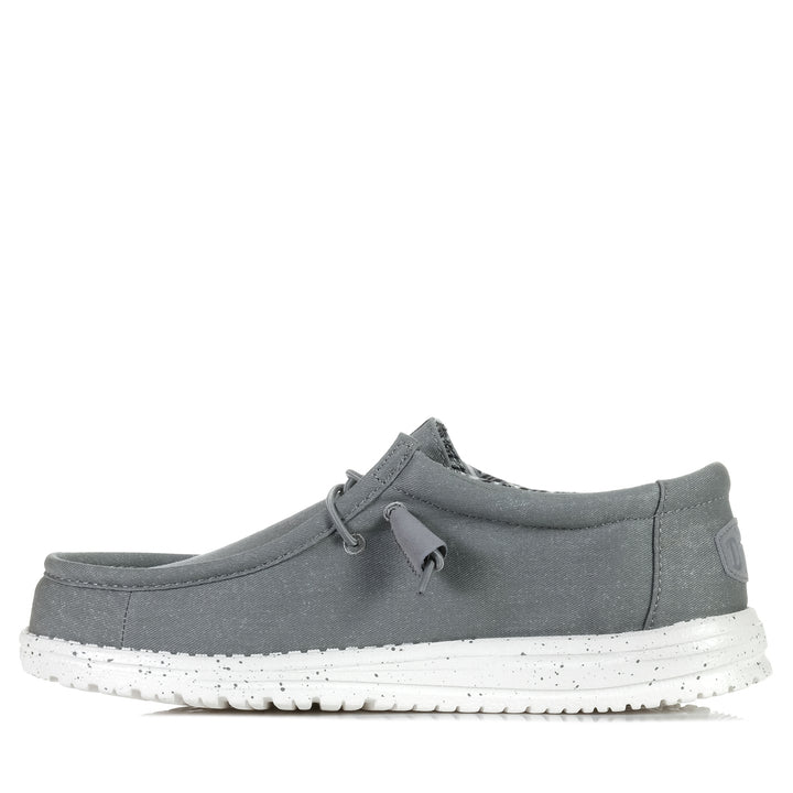 Hey Dude Mens Wally Stretch Canvas Light Grey Mens Sneakers