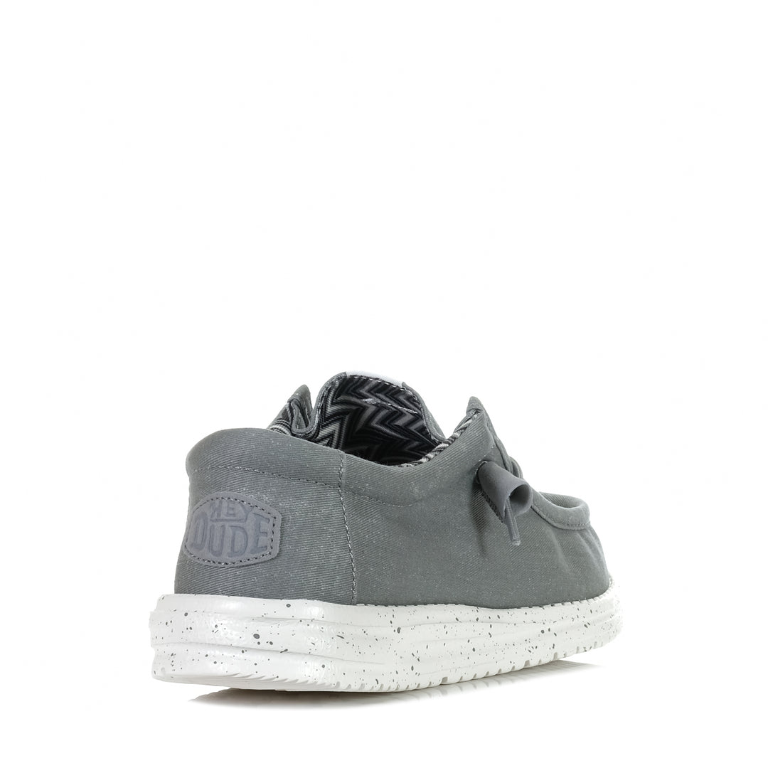 Hey Dude Mens Wally Stretch Canvas Light Grey Mens Sneakers