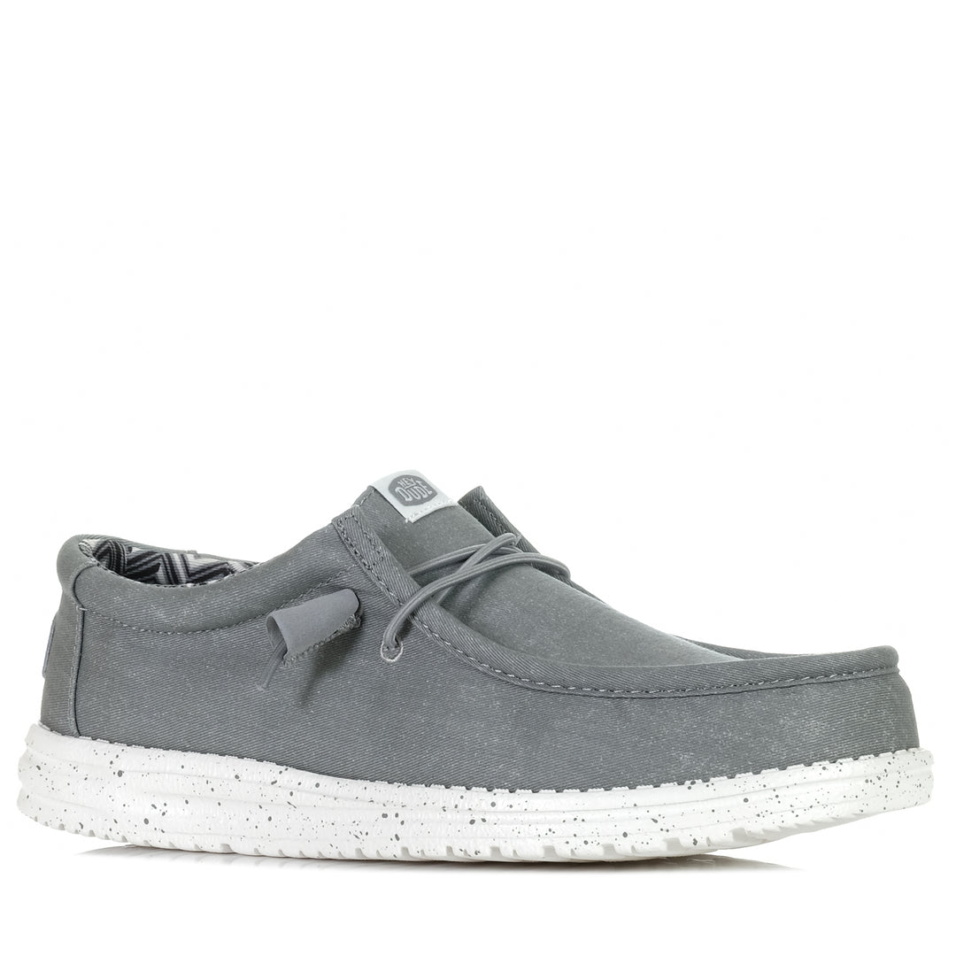 Hey Dude Mens Wally Stretch Canvas Light Grey Mens Sneakers