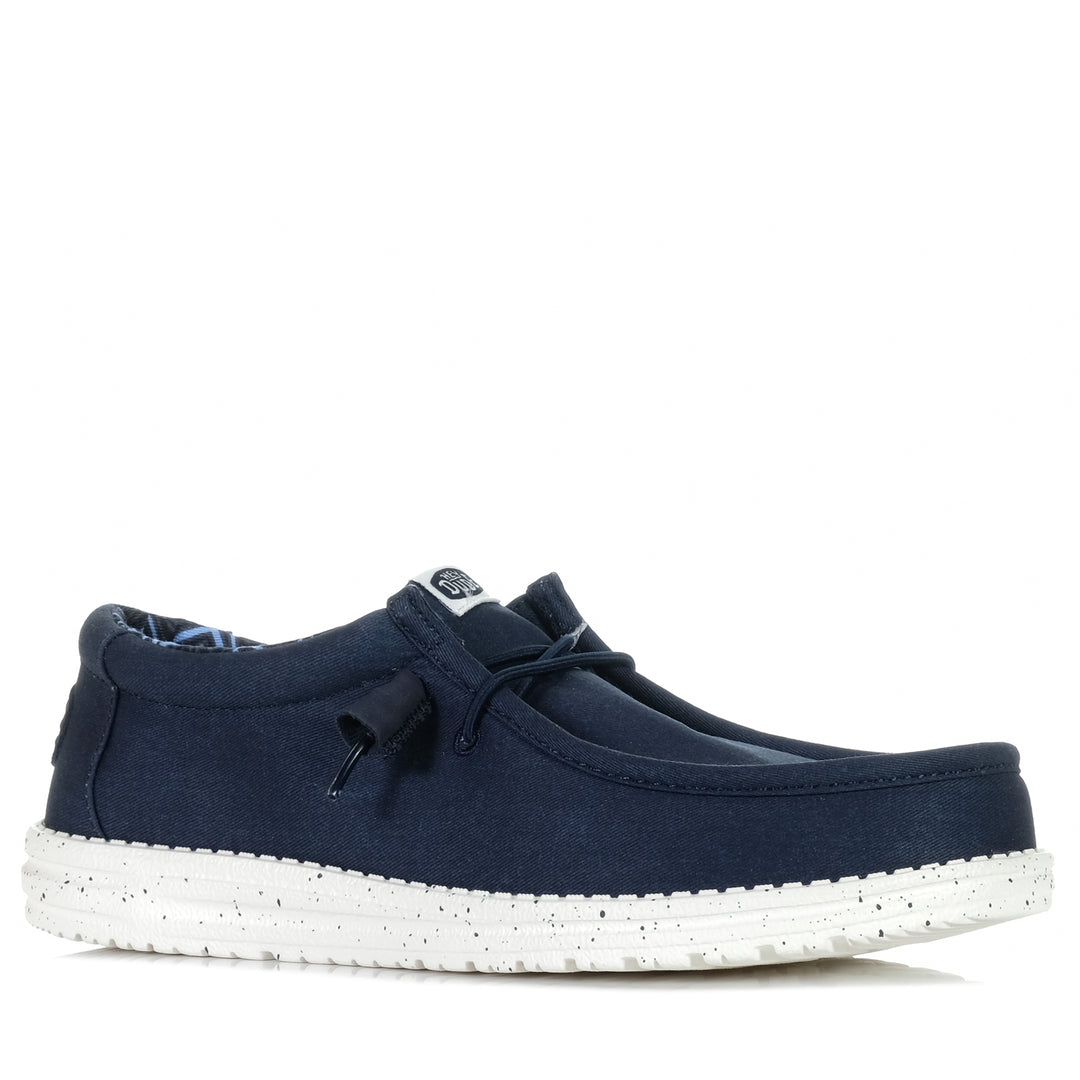 Hey Dude Mens Wally Stretch Canvas Navy Mens Sneakers