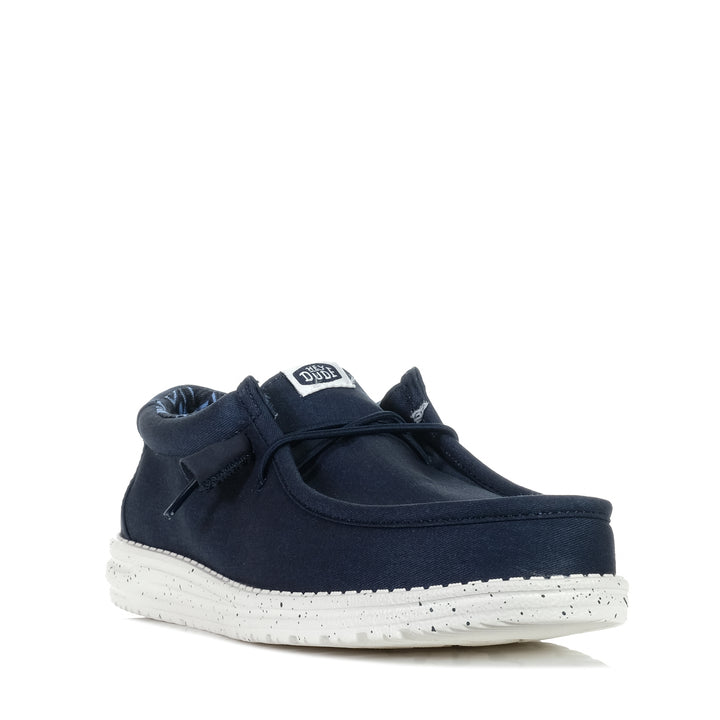 Hey Dude Mens Wally Stretch Canvas Navy Mens Sneakers