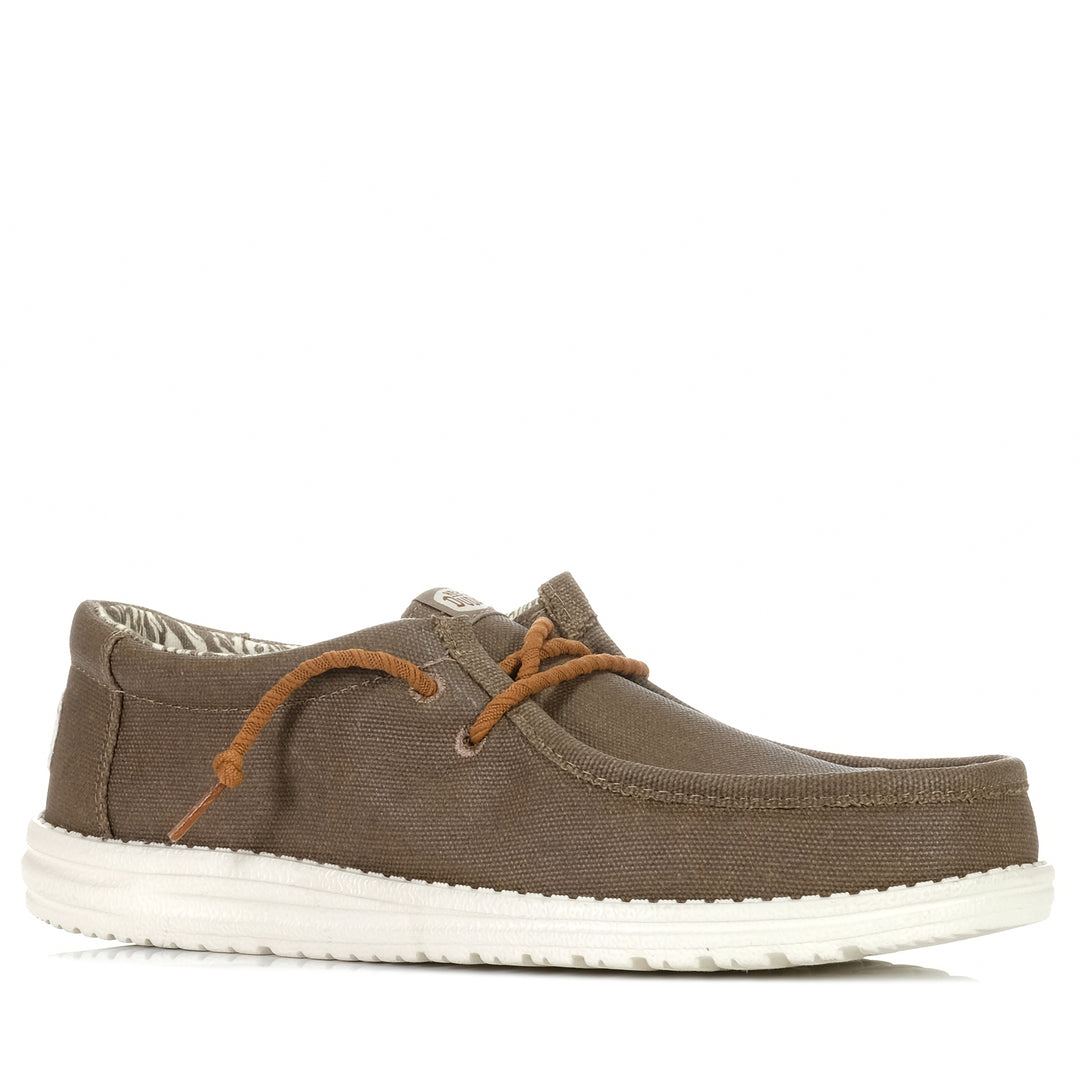 Hey Dude Mens Wally Waxed Canvas Walnut Mens Sneakers