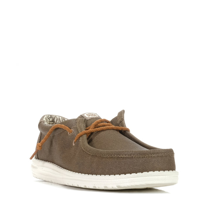 Hey Dude Mens Wally Waxed Canvas Walnut Mens Sneakers