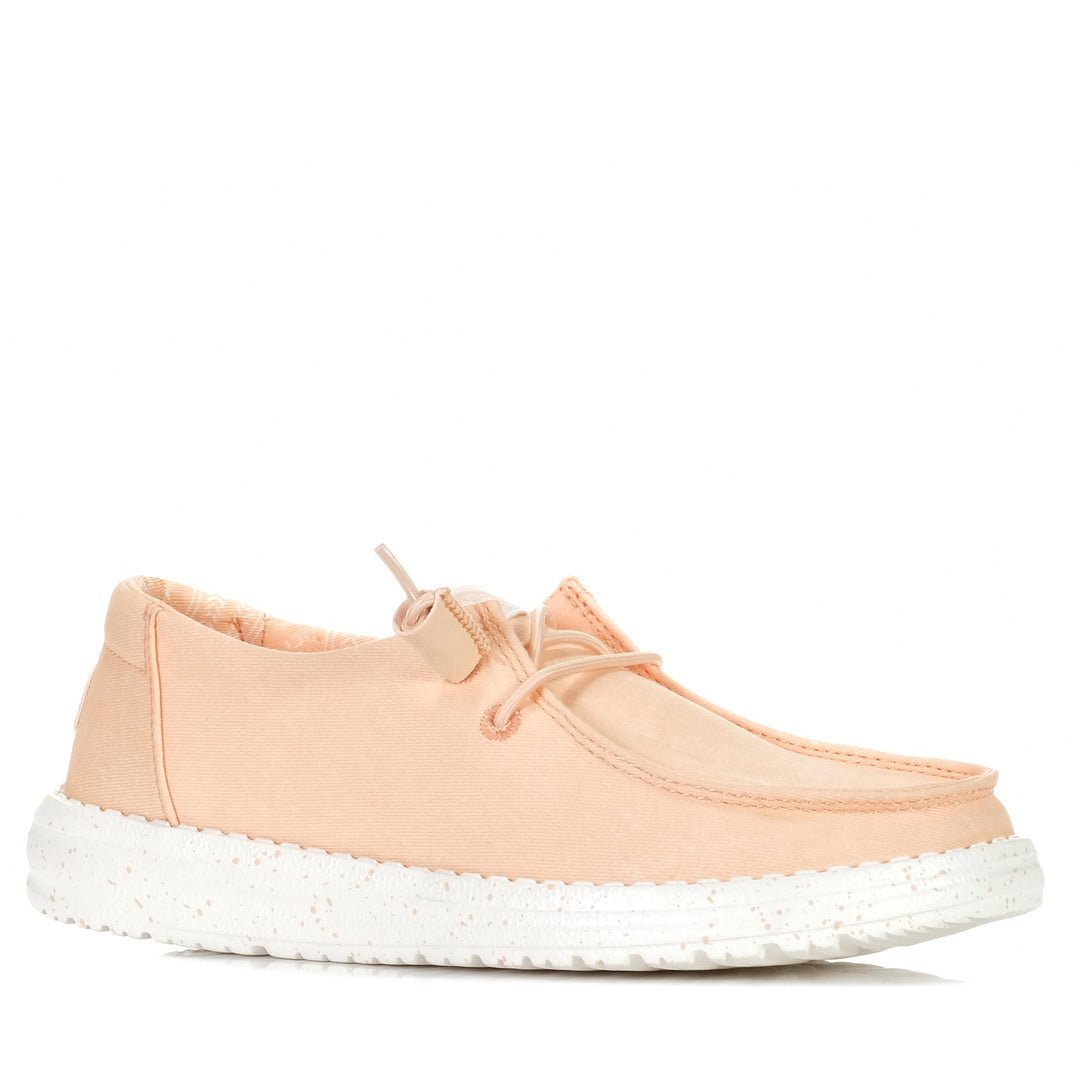 Hey Dude Womens Wendy Stretch Canvas Peach Womens Sneakers