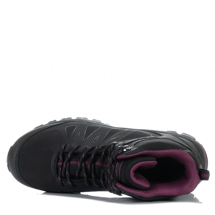 Hi-Tec Raven Mid Womens Waterproof Black/Grape Wine, black, hi-tec, hiking, sports, walking, waterproof, womens