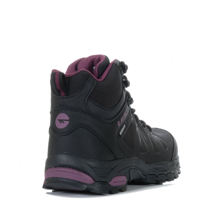 Hi-Tec Raven Mid Womens Waterproof Black/Grape Wine, black, hi-tec, hiking, sports, walking, waterproof, womens