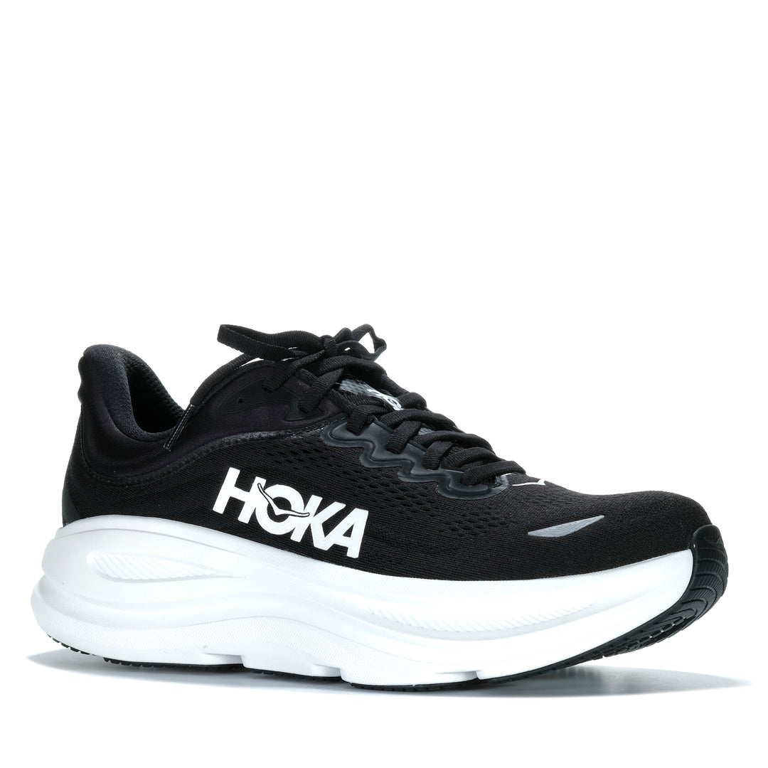Hoka Bondi 9 Wide (2E) Black/White Mens Sports