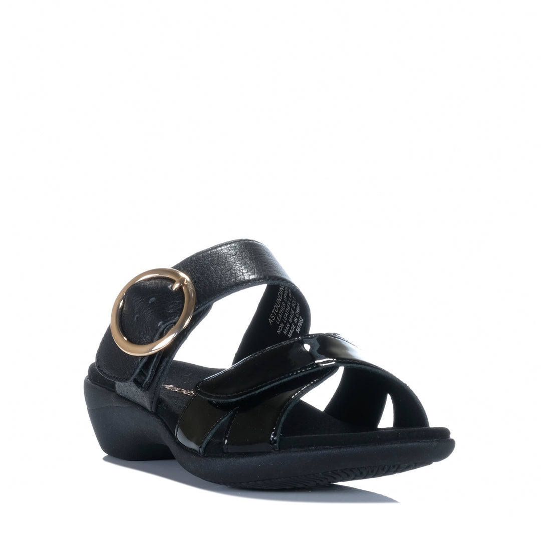 Hush Puppies Astounding Black Patent Womens Sandals