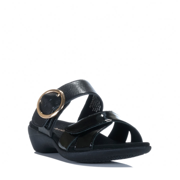 Hush Puppies Astounding Black Patent Womens Sandals