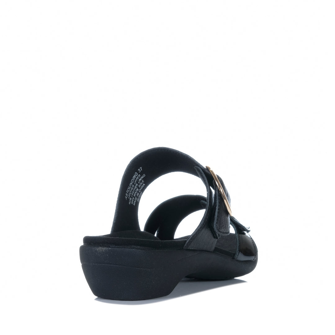 Hush Puppies Astounding Black Patent Womens Sandals