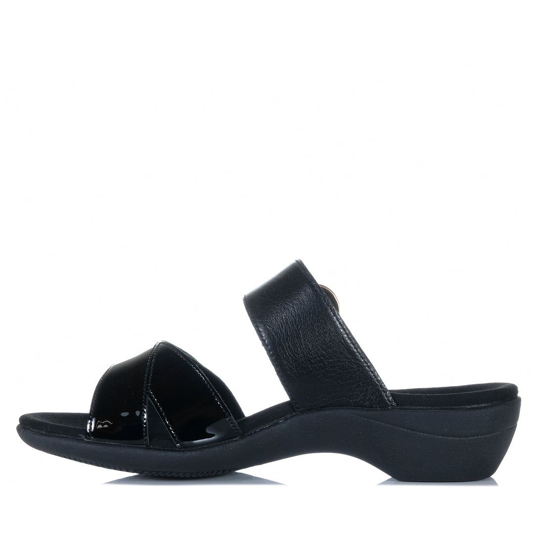 Hush Puppies Astounding Black Patent Womens Sandals