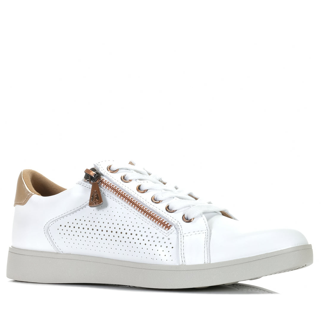 Hush Puppies Mimosa Perf White/Copper Womens Sneakers