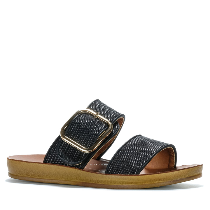 Los Cabos Doti Black Raffia Womens Sandals