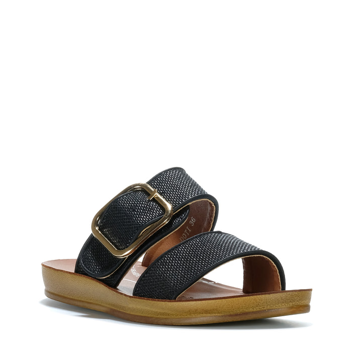 Los Cabos Doti Black Raffia Womens Sandals