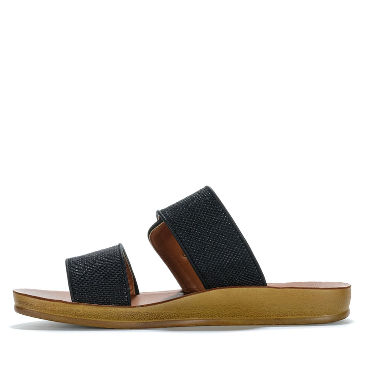 Los Cabos Doti Black Raffia Womens Sandals